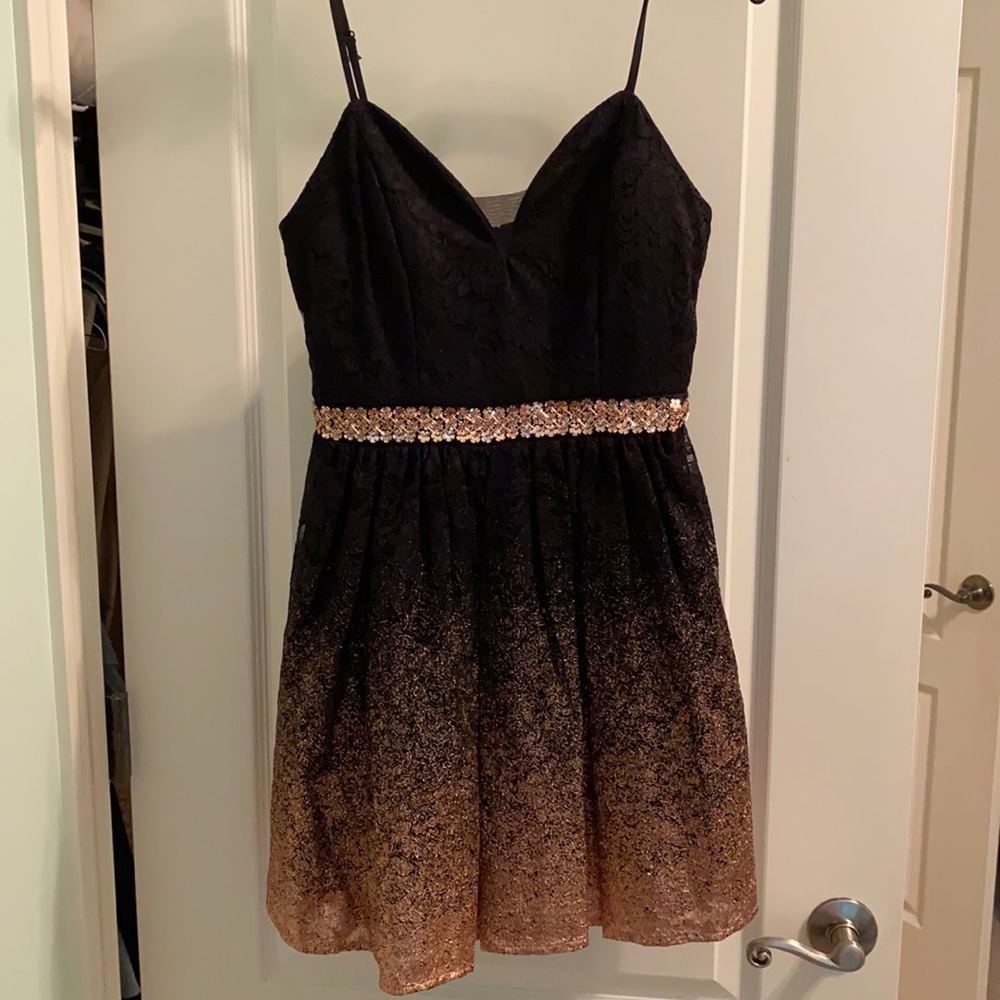 Black and Rose Gold Ombré Spaghetti Strap Dress